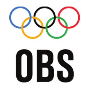 Olympic Broadcasting Services logo featuring the Olympic rings above the bold black letters OBS.